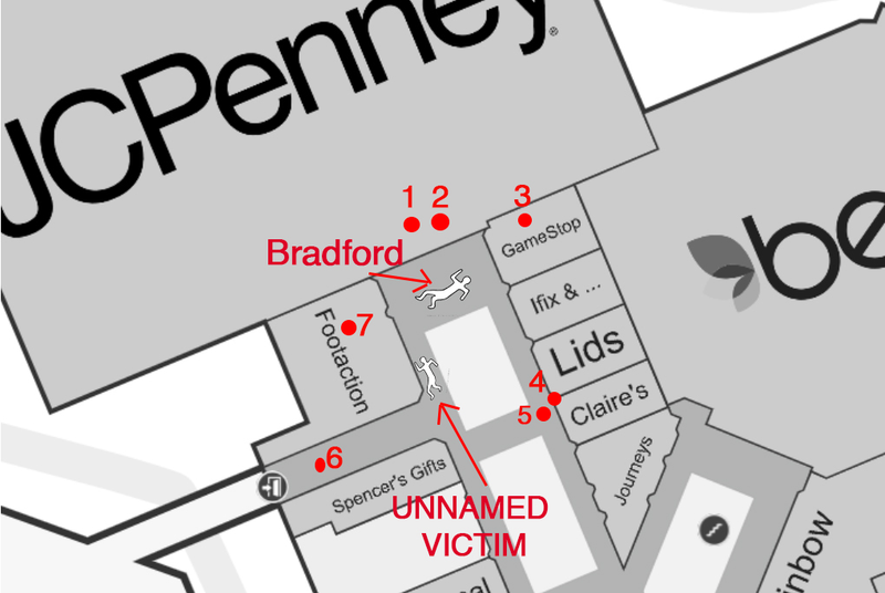 Placement of surveillance cameras indicated in red